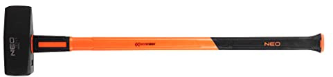 NEO TOOLS Steinhammer 4-6 kg, Glasfaserstiel, für das Schmieden und andere Bauarbeiten entwickelt, monolithische Konstruktion aus einem Stahlelement, GS, TÜV Rheinland-Zertifikate, DIN 1193 (6 kg)