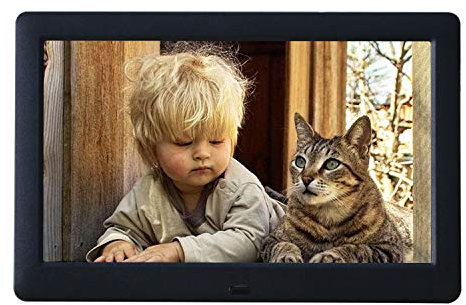 TMCC 8 Zoll Digitaler Bilderrahmen, 1280x768 IPS-Bildschirm, Foto/Video-Player mit Uhr & Kalender, MP3-Musikunterstützung, Plug & Play mit Fernbedienung für Familie