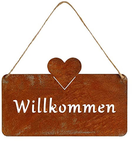 Rost Schild Lieblingsplatz Grillplatz Willkommen Platz für Zwei Edelrost Hängeschild Willkommen