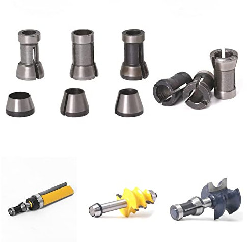 ArtisanShow 9-Pack High Precision Die Grinder Collet Set, 6mm 1/4 8mm Router Bit Collet Chuck Clamping Adapter for Engraving Trimming Machine Electric Router Milling Cutter