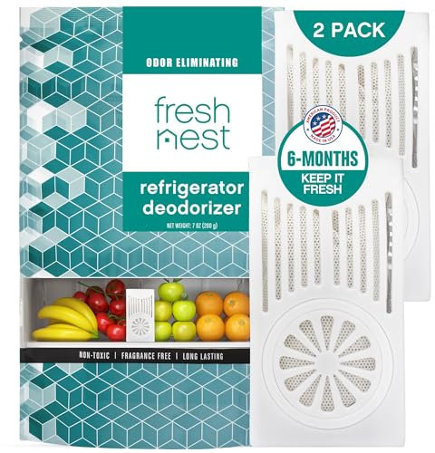 Fresh Nest Refrigerator Deodorizer with Zeolites - Odor Eliminator - 2 Pack