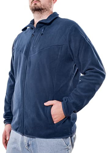 BESTLAKE BLK Felpa in Pile da Uomo con Tasche Invernale Giacchetto da Trekking Escursionismo con Cerniera Intera e Lato Cuore (L, Blue Night)