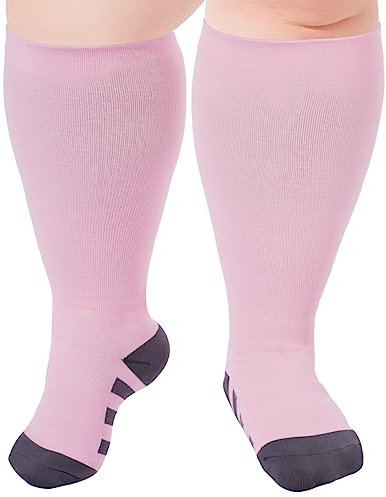 Ancrina Kompressionssocken in Übergröße für Damen und Herren, breite Waden, 15–20 mmHg, kniehohe Stützsocken für den Kreislauf, Krankenschwestern, Schwangere, Laufen, Reisen