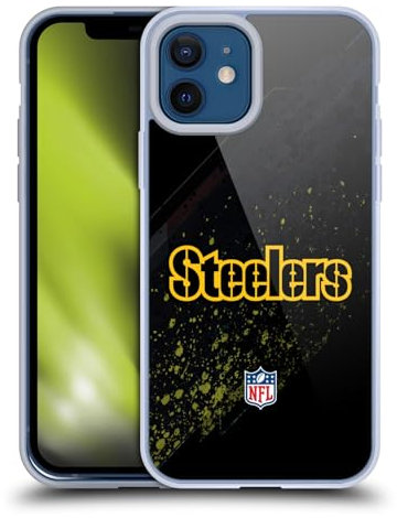 Head Case Designs Licenciado Oficialmente NFL Desenfoque Logotipo de Pittsburgh Steelers Caso Funda de Gel Suave Compatible con Apple iPhone 12 / iPhone 12 Pro