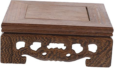 Alipis Piedestal Affichage Bois Vintage Pour Vase Support Décoratif Carré Pour Plantes Support Bois Sculpté Pour Décoration Intérieure Et Objets Art
