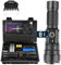 Maxesla Torches LED Super Bright Rechargeable,200000 Lumens XHP90 Rechargeable Torch Set, 5 Modes Zoomable Flashlight, IPX5 Waterproof Tactical Torch with Hat Clip Lamp for Dog Walking Camping Gift
