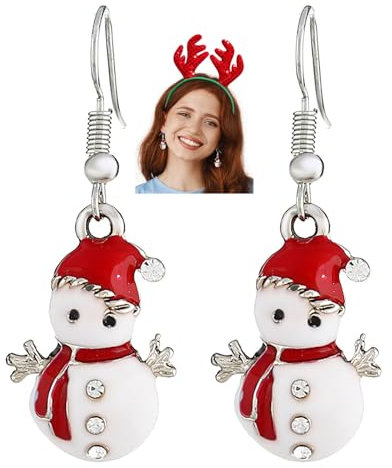 Weihnachtsohrringe Damen, Schneemann Ohrringe Weihnachtsschmuck, Kleine Weihnachtsgeschenke für Frauen Mädchen 1 Paar