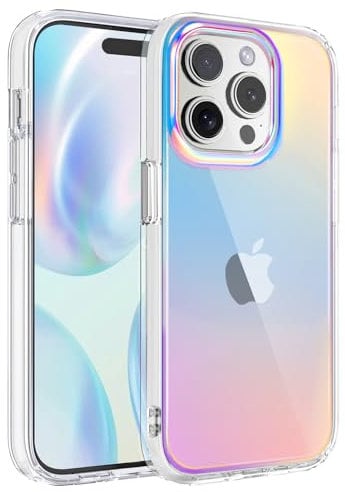 Yiyahu for iPhone 15 Pro Case, Coloful Translucent Matte for iPhone 15 Pro Phone Cover for Women, Girls, Cute Shockproof Phone Case for iPhone 15 Pro 6.1'' 2023, Iridescent