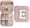 TINGN Klein Schmuckkästchen Mädchen - Buchstaben Reise Schmuckkästchen Mädchen Schmuckkästchen Jewelry Box Reise Schmuckkästchen Schmuck Organizers Mini Reise Schmuckkästchen mit Buchstaben E - Rosa