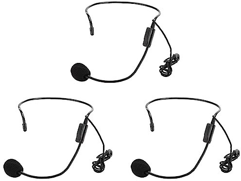 SYH&AQYE Microfono Ad Archetto da 3 Pezzi, Microfono a Condensatore con Testa Cablata da 3,5 Mm, Microfono con Riduzione del Rumore per Conferenze, Insegnamento, Discorso