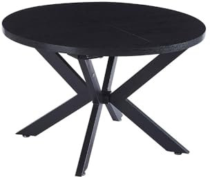 Home Deluxe Esstisch Rund Ausziehbar Aventura inkl. Sternfuß - 120 x 120 cm Dark Oak |Küchentisch, Esszimmer, Esszimmertisch