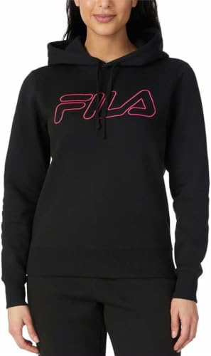 Fila Felpa con cappuccio da donna in pile di peso medio, nero, Medium