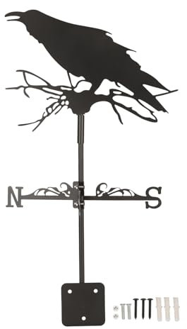 Tyenaza Girouette, Corbeau Ornement Girouette Girouette Fer Métal Girouette pour Jardin Extérieur Décoration de Ferme