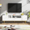 Mobile moderno per TV basso con 6 scomparti, con piedini dorati, design elegante, struttura in marmo per soggiorno (bianco, 165 x 36 x 55 cm)