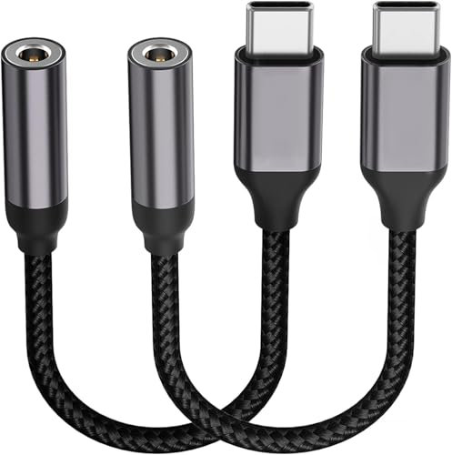 Adaptador USB-C a conector de auriculares de 3.5 mm, paquete de 2 cables USB C a auxiliar para iPhone 15/15 Pro Max/15 Pro/15 Plus, Samsung Galaxy S23 S23+ S22 S21 S20 Ultra, Note 20, Pixel, iPad Pro,