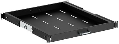 ynVISION.DESIGN 1U Sliding Rack Shelf with Handle for Server Racks - Extendable from 20 to 35 inches - Fits Standard 19 inch x 20 inch 4 Post Rack - Supports 44 lbs, Ideal 1U Rack Drawer