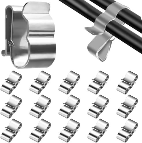 Trailer Frame Wire Clips Stainless Steel Wire Clip 15pcs Solar Panel Cable Clip 23mm Double Wire Clips Clamps for PV Wiring Boat Cable Boat Trailer