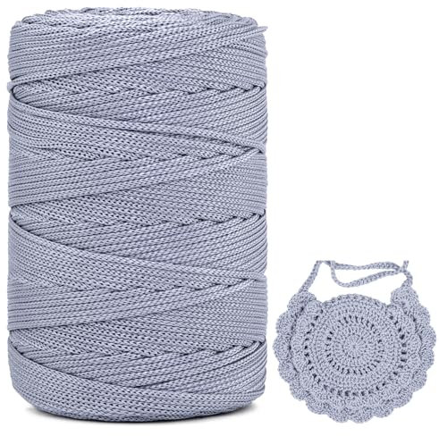 Polyester Makramee Garn 3mm X 225m,Makramee Band,Makramee Kordel 100% Polypropylene Yarn Makramee Schnur Kordel Garn Zum HäKeln FüR Makramee Blumenampel Deko KnüPfen Taschen DIY (Grau, 1 Pcs)