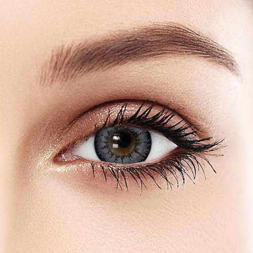 BEAUYWL Farbige Kontaktlinsen ohne Stärke mit Hohem Wassergehalt - Halloween Cosplay Linsen Karneval Motto Party Anime, 12 Monatslinsen 1 Paar (grau)