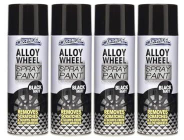 YSAMAX Alloy Wheel Matt Black Spray Paint, Sleek And Professional Look, Quick Drying Formula, Long-Lasting Finish, Easy To Apply, 400ML, (4PCS)
