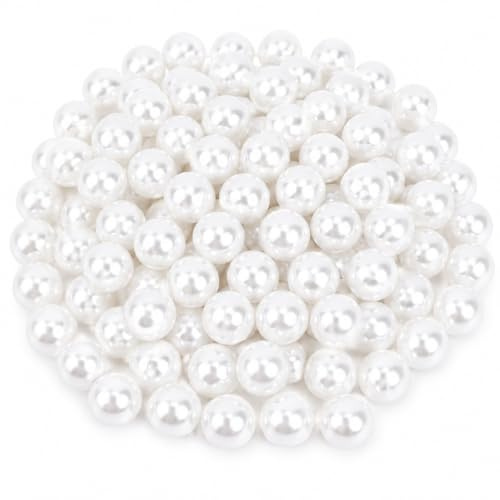 Perlin Zuchtperlen Imitat Perlen 10 mm 400 Stück Ohne Loch Weiß ABS Wachsperlen Rund Dekoperlen Perlmutt Perlen für Vase Tischdeko Hochzeit Basteln DIY