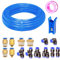 HAXIHA 10 Meter Bleu Tuyau Pneumatique Air Comprimé, Polyuréthane PU Air Tuyau Kit 8mm OD x 5mm ID 32.8ft, avec 14 Connecteur Pneumatique (Y/T/L/I)