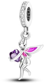 Charm Pendente Fata con Cuore Viola in Argento 925 per Pandora