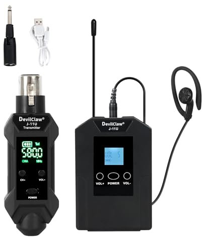 Devilclaw Wireless in Ear Monitor System with Transmitter Clip on Receiver Automatic Pairing in-Ear Monitoring for Studio,Guitar,DJ,Live Performance
