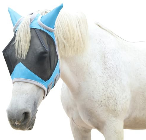 Gallopoff Fliegenmaske Pferd, Pferdemaske mit Ohren Schützerschutz, Atmungsaktives Mesh