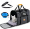 Cat Carrier Large with Pet Bowl, Grey, Breathable Mesh, Adjustable Shoulder Strap, Ideal for Cats, Small Dogs, Kittens or Puppies, Up to 15lbs, Travel, Veterinary Visits, Outdoor Activities
