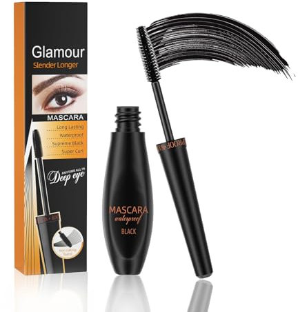 Wimperntusche,Waterproof Mascara,Wimperntusche Lange Wimpern,Long-Lasting Mascara Cream Wimperntusche Mit Silk Fiber,Nicht Klumpender,Mit WimpernverläNgerndem Effekt,Definierend,Matt NatüRliche