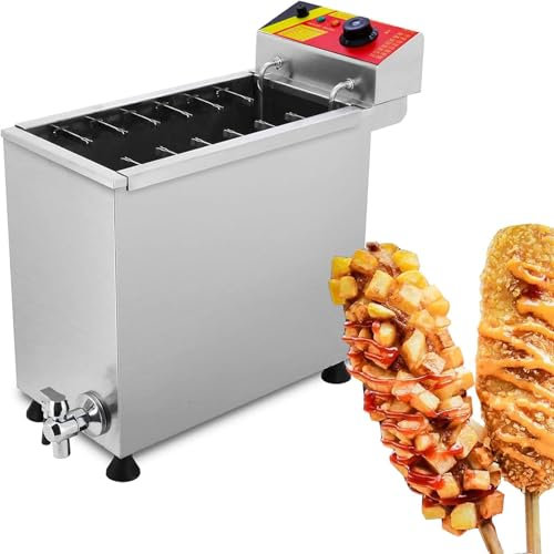 24L Corn Dog Deep Fryer Commercial Korean Cheese Hot Dog Fryer 12 Hooks Catering Equipment Corn Dog Electric Deep Fryers Making Machine,110V