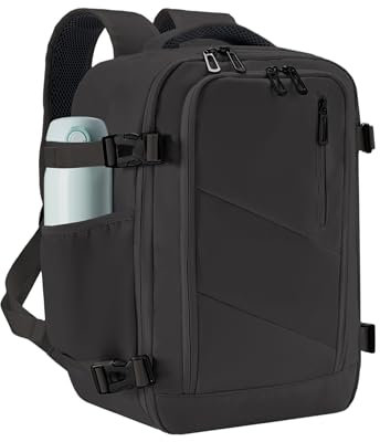 Gluckstar Mochila viaje cabina 45x36x20 EasyJet Ryanair impermeable para Portátil 17.3 antirrobo para hombre y mujer mochila cabina avión 32L para trabajo escapadas y ocio, Gris oscuro