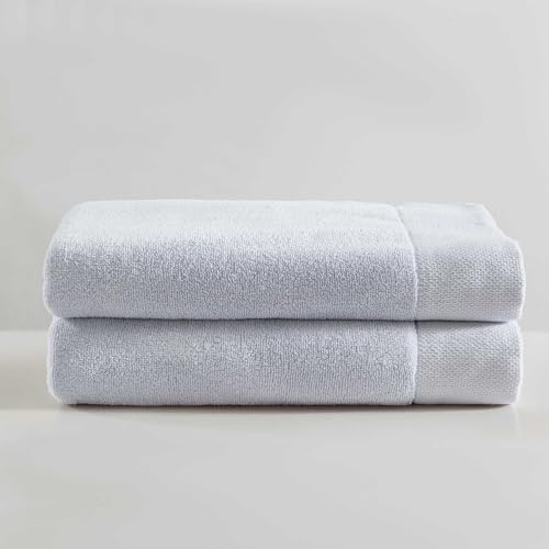 Calvin Klein - Badetuch-Set, weiche und saugfähige Baumwolle, Zero Twist Konstruktion, Öko-Tex Zertifiziert (Entwine Solid Grey Blue, 2-teilig)