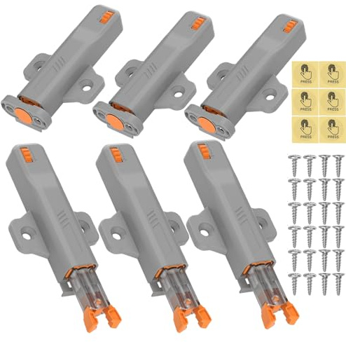 Drucktüröffner Push to Open, 6 STK Heavy Duty Push Open Türöffner für Schrank 40N, Feder Schnappverschluss Schloss Drücken Öffnen für Küchenschrank, Kleiderschrank, Schubladenriegel