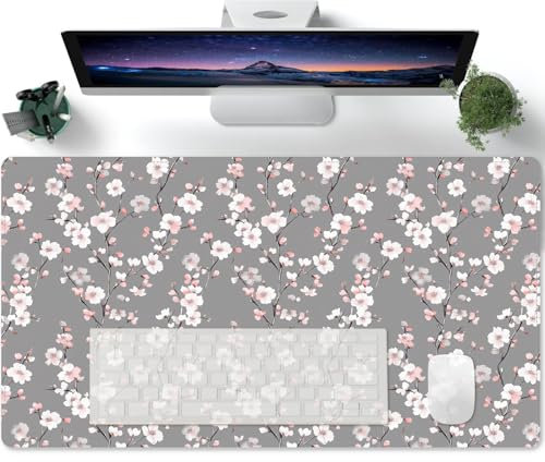 Mauspad XXL Großes für Weiße Kirschblüten für Gamer Langlebiges Mauspad Gaming Desk Mat - 600x300mm