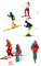 BESSTUUP 6 x handbemalte Miniatur-Ski-Figuren aus Kunstharz, Modell Sand, Tischszene, Spielzeug, Mikro-Landschaftsdekoration, Zubehör