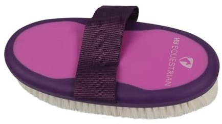 Hy Equestrian Pro Groom Goat Hair Body Brush - Purple/Pink - 20 x 9.5cm