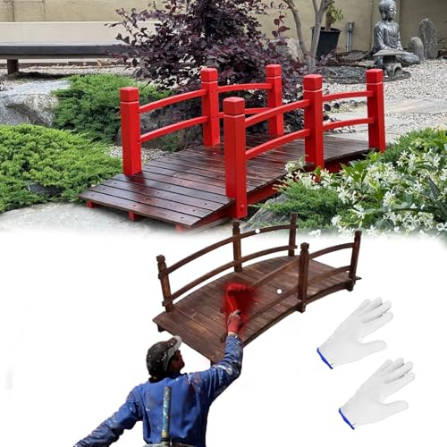 gartenbrücken teichbrücke DIY-Gartenbrücke Aus Holz, Dekorativ Mit Handschuh, Rustikaler Bogen-Fußgängersteg, Teichbrücke, Gehweg Mit Seitengeländer Für Den Außenbereich, Fischteich-Brückenweg(140cm)
