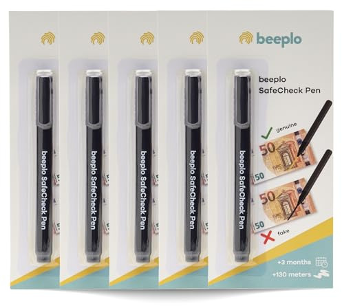 beeplo Stylo détecteur de faux billets SafeCheck Pen, 5 unités