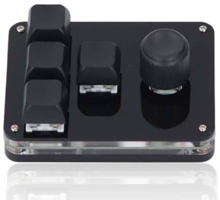 equlup Teclado de 4 Teclas y 1 Perilla, Mini Interruptor USB Azul Teclado Mecánico Macro Programable Juegos Industriales Personalizados con Luz RGB Negro para Conciertos, Películas,