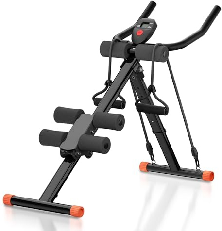 PAPIBLU Ab Machine Ab Trainer - Foldable Abdominal Trainer for Stomach Workout, Core Strength Training Equipment with Knee Protection for Home Gym