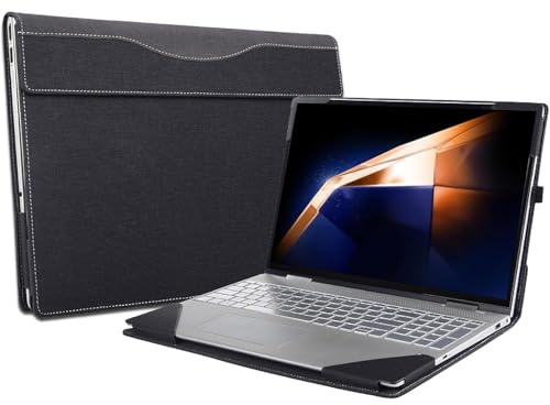 Laptop Case Cover for 16 inch Samsung Galaxy Book 4/5 Pro 360 & Book4 Ultra & Book 4 Pro/Edge,2 in 1 PU Leather Protective Bag Sleeve with Pen Holder (Dark Gray)