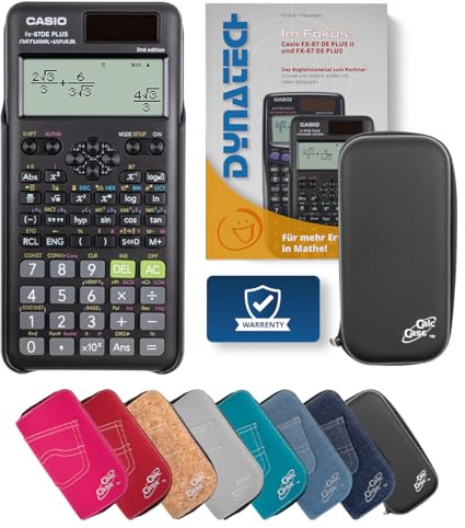 Casio FX-87 DE Plus II Schulrechner mit CalcCase Schutztasche & Fachbuch - Wissenschaftlicher Taschenrechner - Classic Set (Schwarz)