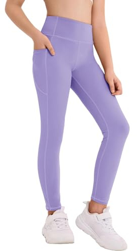 Haloumoning Sportleggins Mädchen Elastisch Einfarbig Sporthose Kinder Lang Yoga Jogging Training Leggings