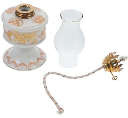 Vintage Öllampen für Innenbereich Weihnachten Mottoparty | Keramik und Glas, 20x7,5x7,5cm, Verstellbarer Docht, Tragbar, Tischdeko, Kerosin, Glaszylinder