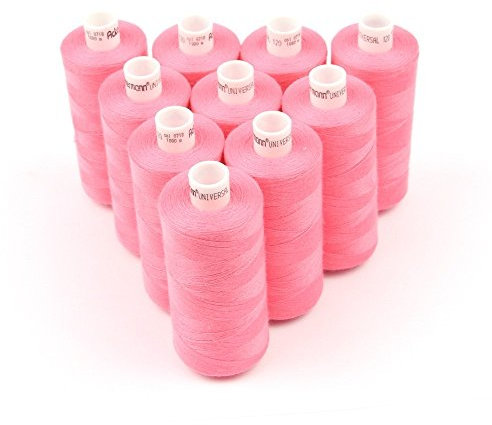 Ackermann 10x 1.000m UNIVERSAL NÄHGARN, Stärke 120, Qualitätsgarn, Nähmaschinengarn, Overlock Garn, Garn für Overlock-Nähmaschinen (0718 Rosa)