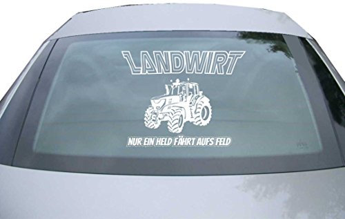 Indigos UG Auto Aufkleber Nur ein Held fährt aufs Feld Landwirt Bauer Traktor weiß - 600x463 mm - selbstklebender Sticker für Auto, Fenster, Bus oder LKW - Tuning