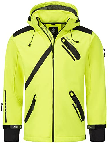 Rock Creek Herren Softshell Jacke Outdoor Regenjacke Softshelljacke Windbreaker Laufjacke Wanderjacke Funktions Sport Jacken H-127 Neonyellow L