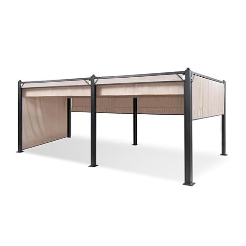 Blumfeldt Pergola Impermeabile con Tetto Retrattile, 3x6, Stabile, Gazebo in Metallo e Alluminio, Anti UV, Tendone da Giardino, Tetto e Lati in Poliestere